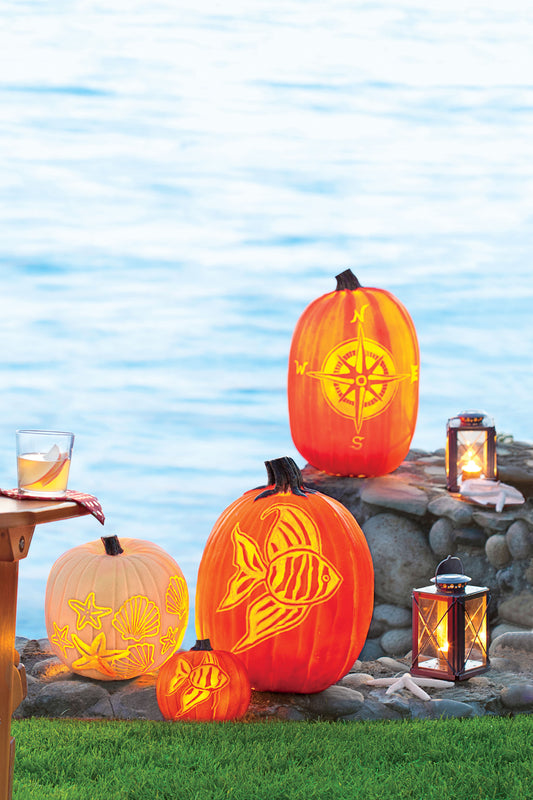 Beachy Carved Pumpkins | Coastal Halloween