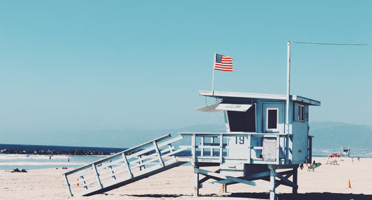 Lifeguard Shack with American Flag