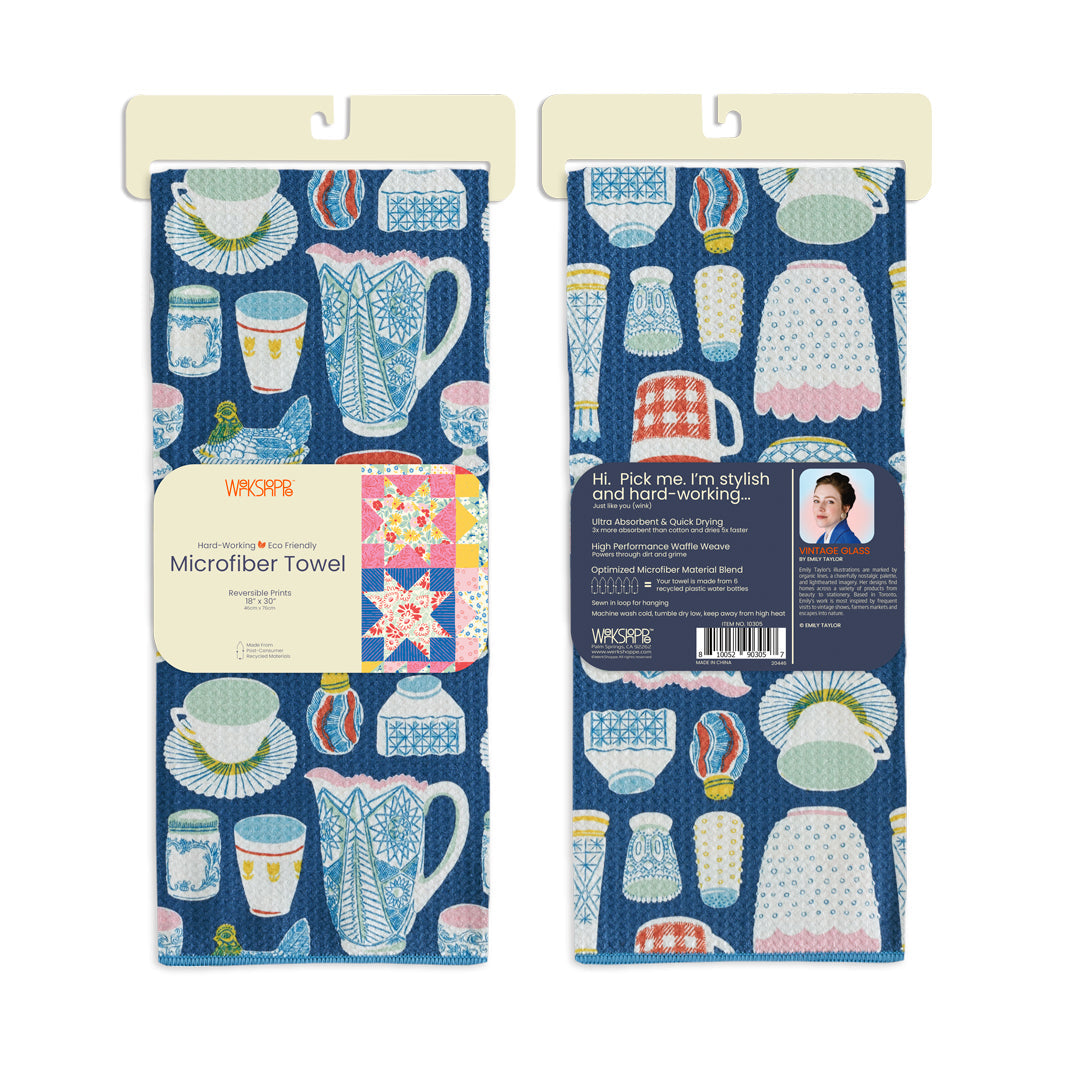 Vintage Glass Microfiber Towel