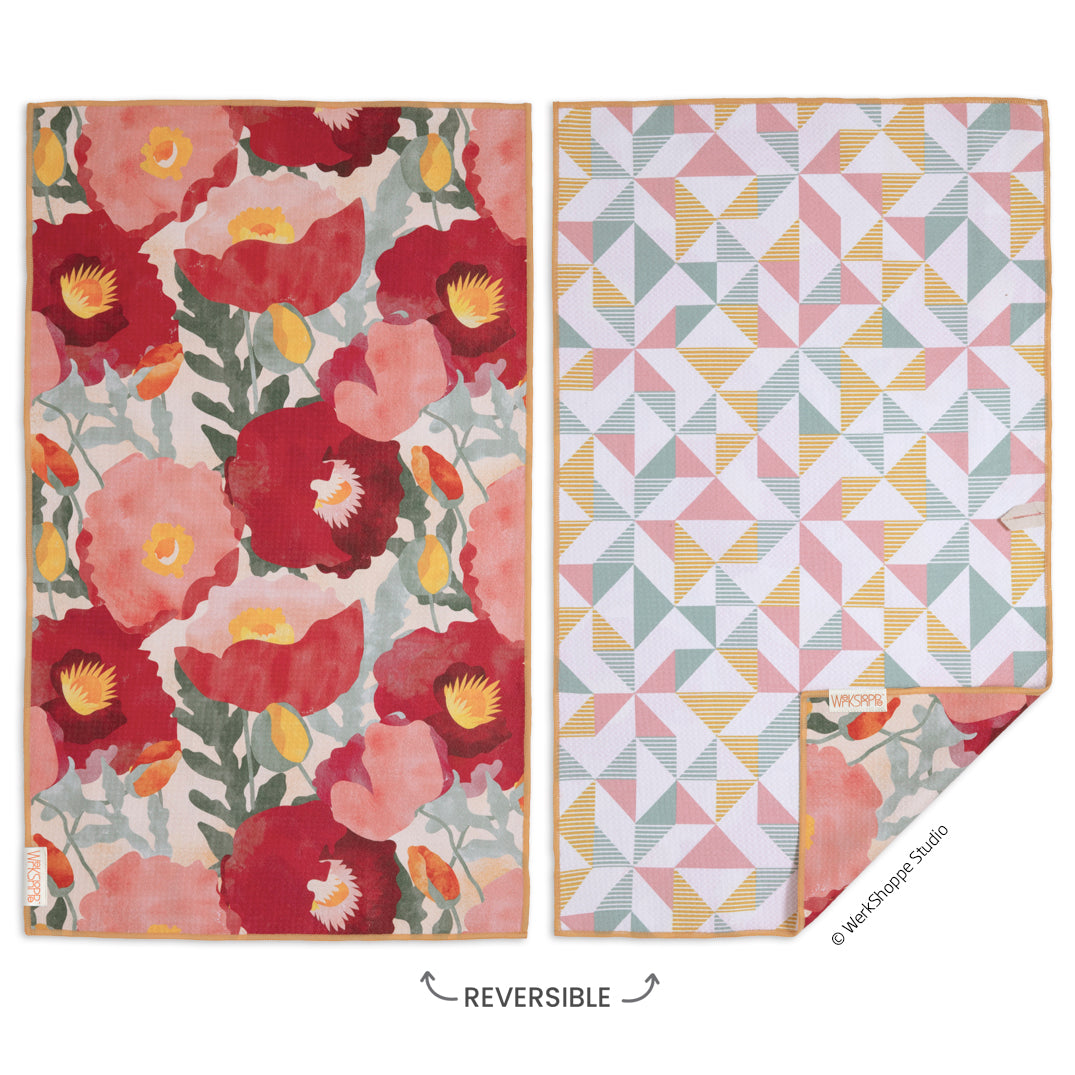 Abstract Poppies Microfiber Kitchen Dish Towel