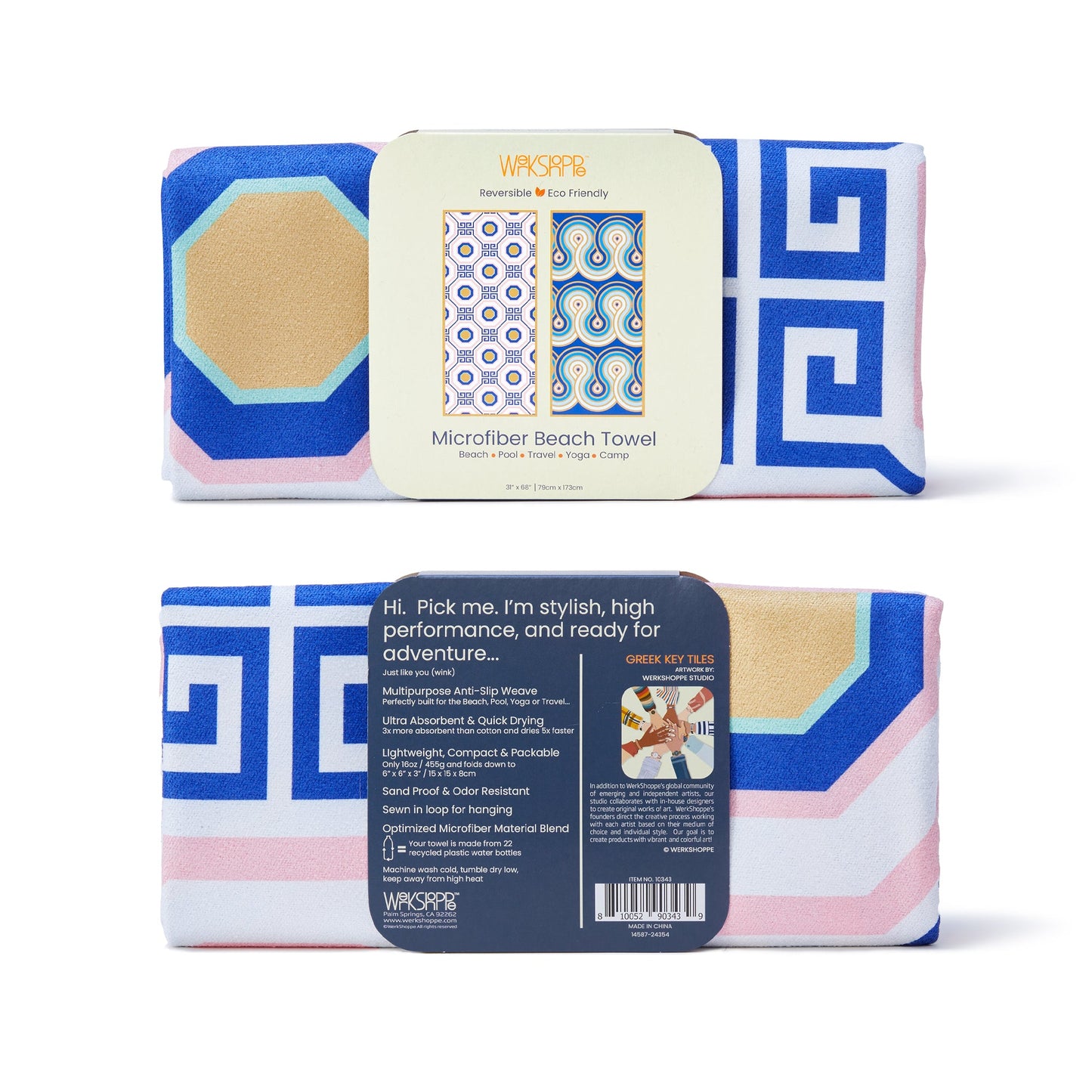 Greek Key Tiles Microfiber Go Big Towel
