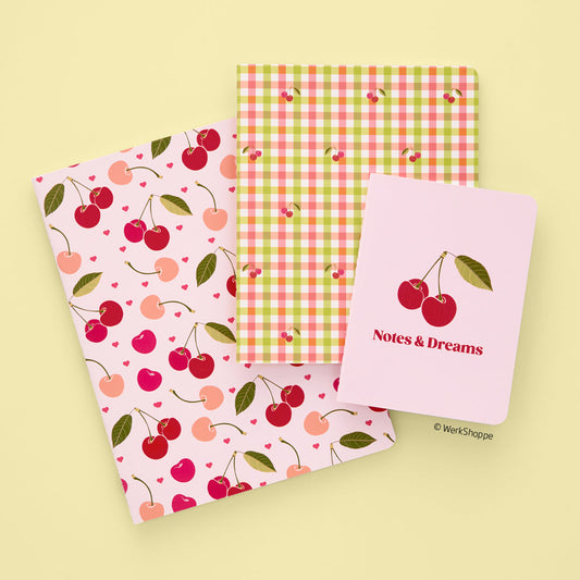Cherry Hearts Stitched Notebook Set