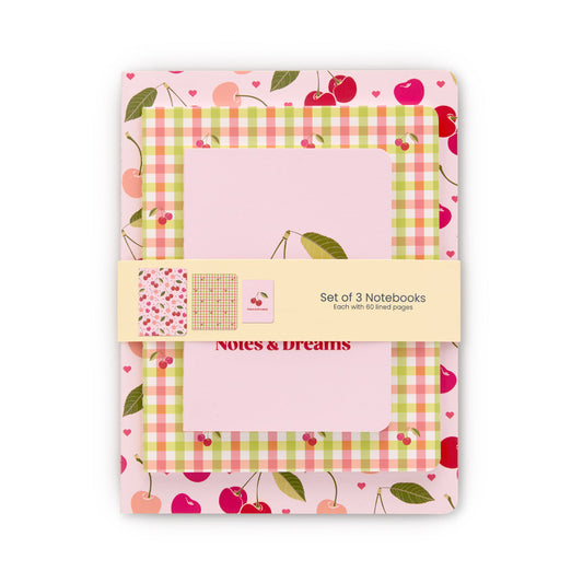 Cherry Hearts Stitched Notebook Set