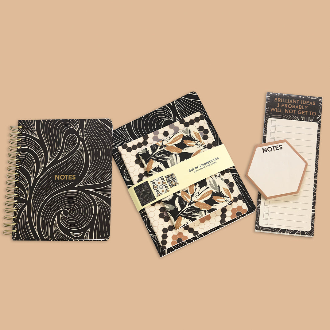 Leaf Tiles Stitched Notebook Set