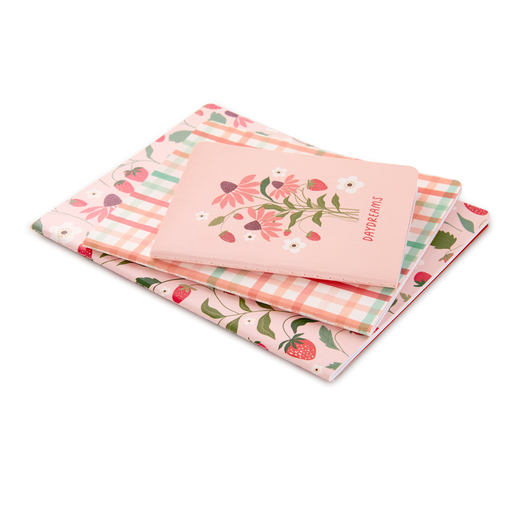 Strawberry Daydreams Stitched Notebook Set