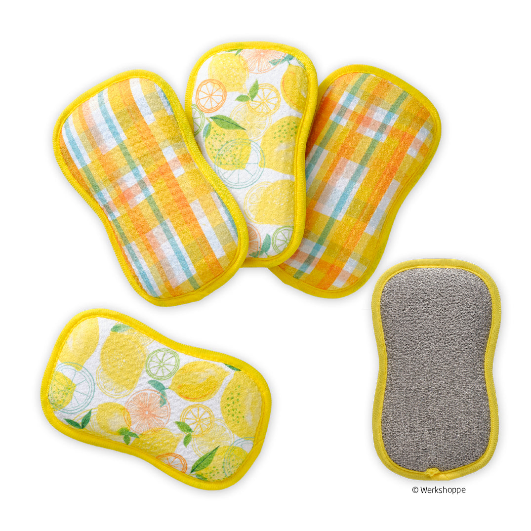 Lemon Plaid Scrubbie Set