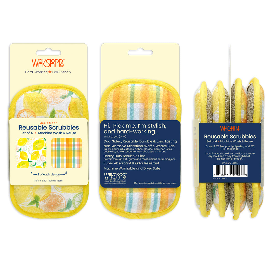 Lemon Plaid Scrubbie Set