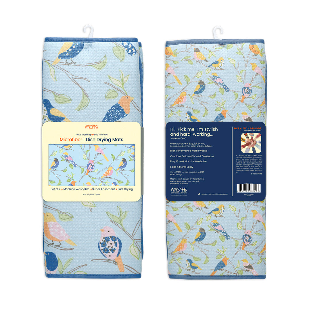 Floral Finch & Friends Dish Drying Mats