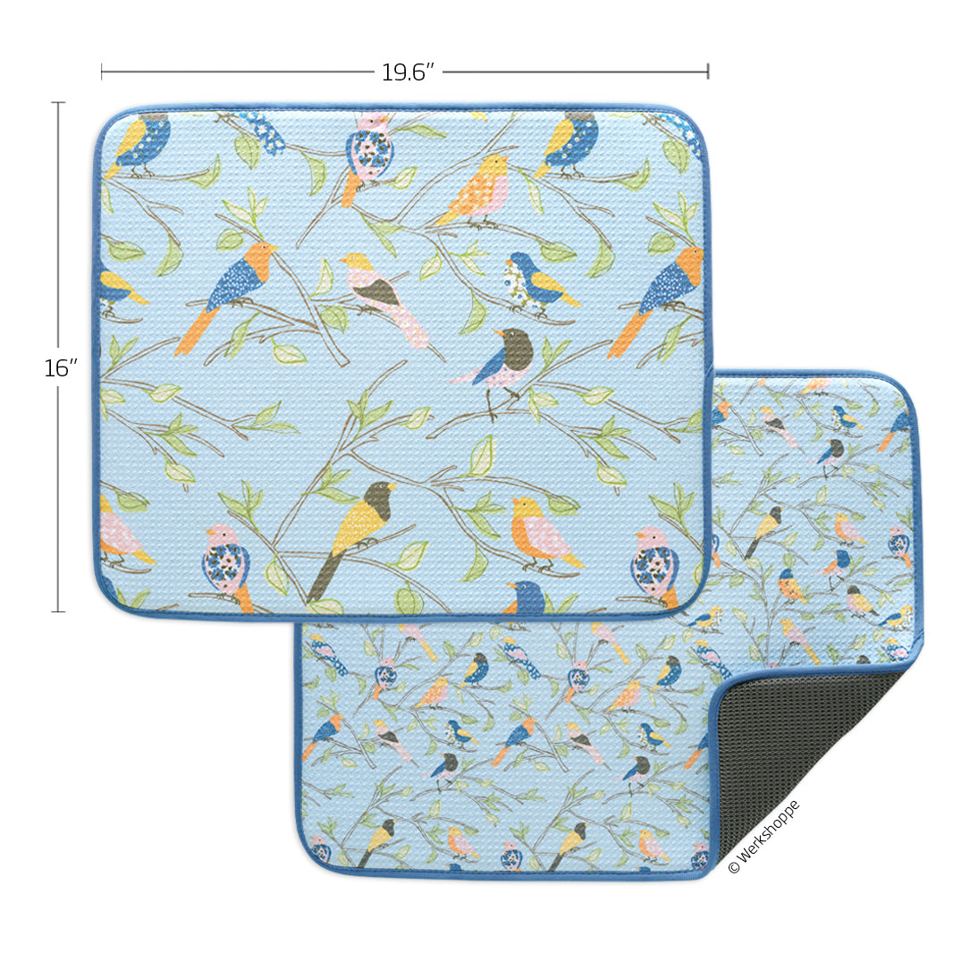 Floral Finch & Friends Dish Drying Mats