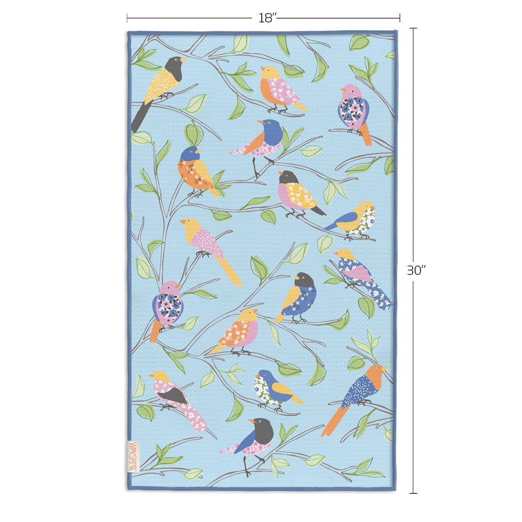 Floral Finch & Friends Microfiber Towel