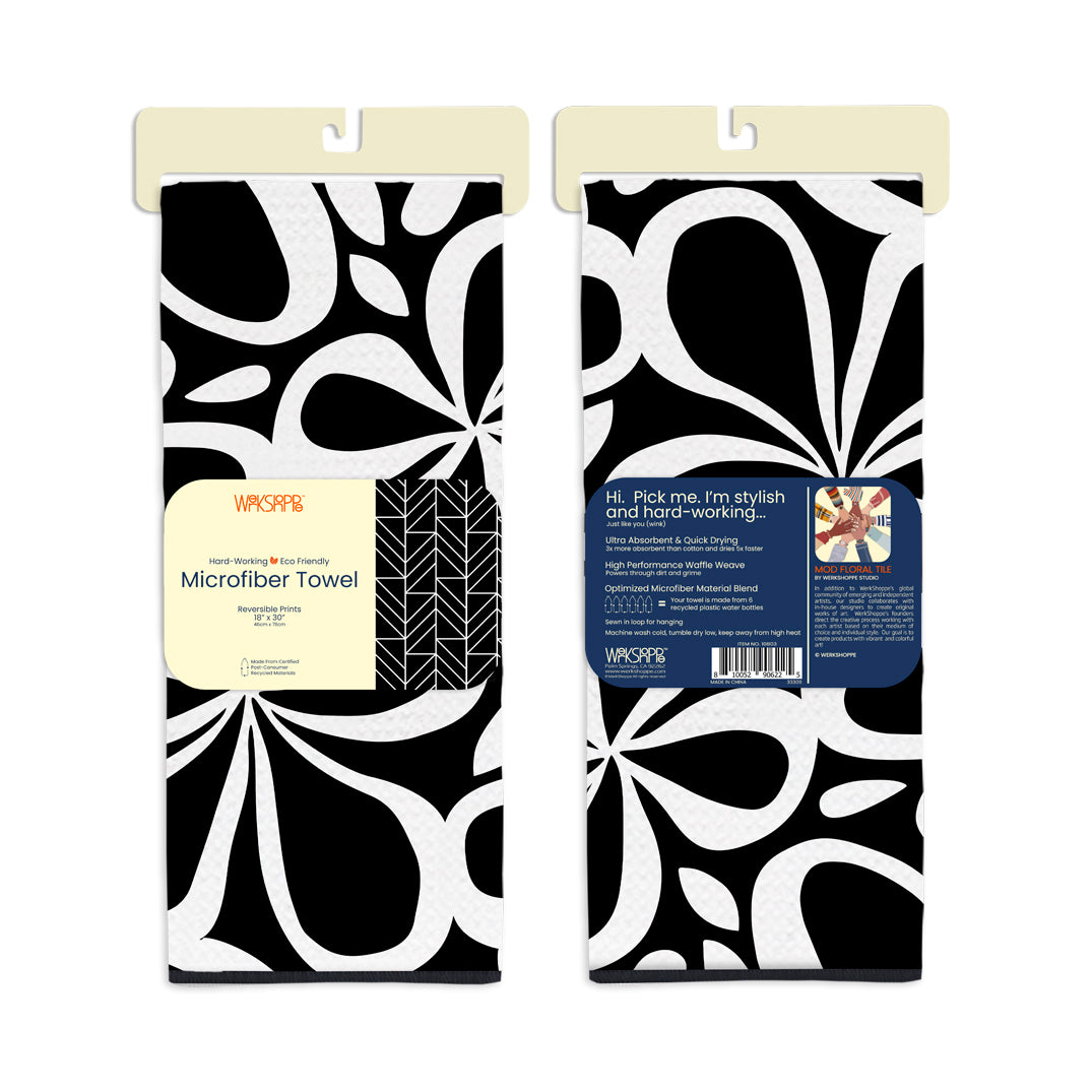 Mod Floral Tile Microfiber Towel