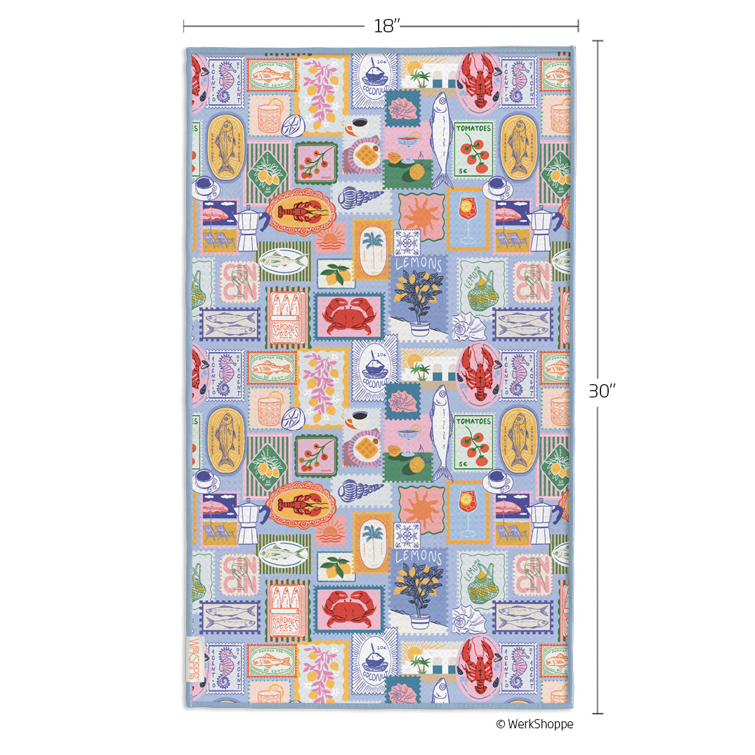Mediterranean Summer Microfiber Kitchen Towel