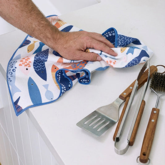 School of Fish Microfiber Kitchen Towel