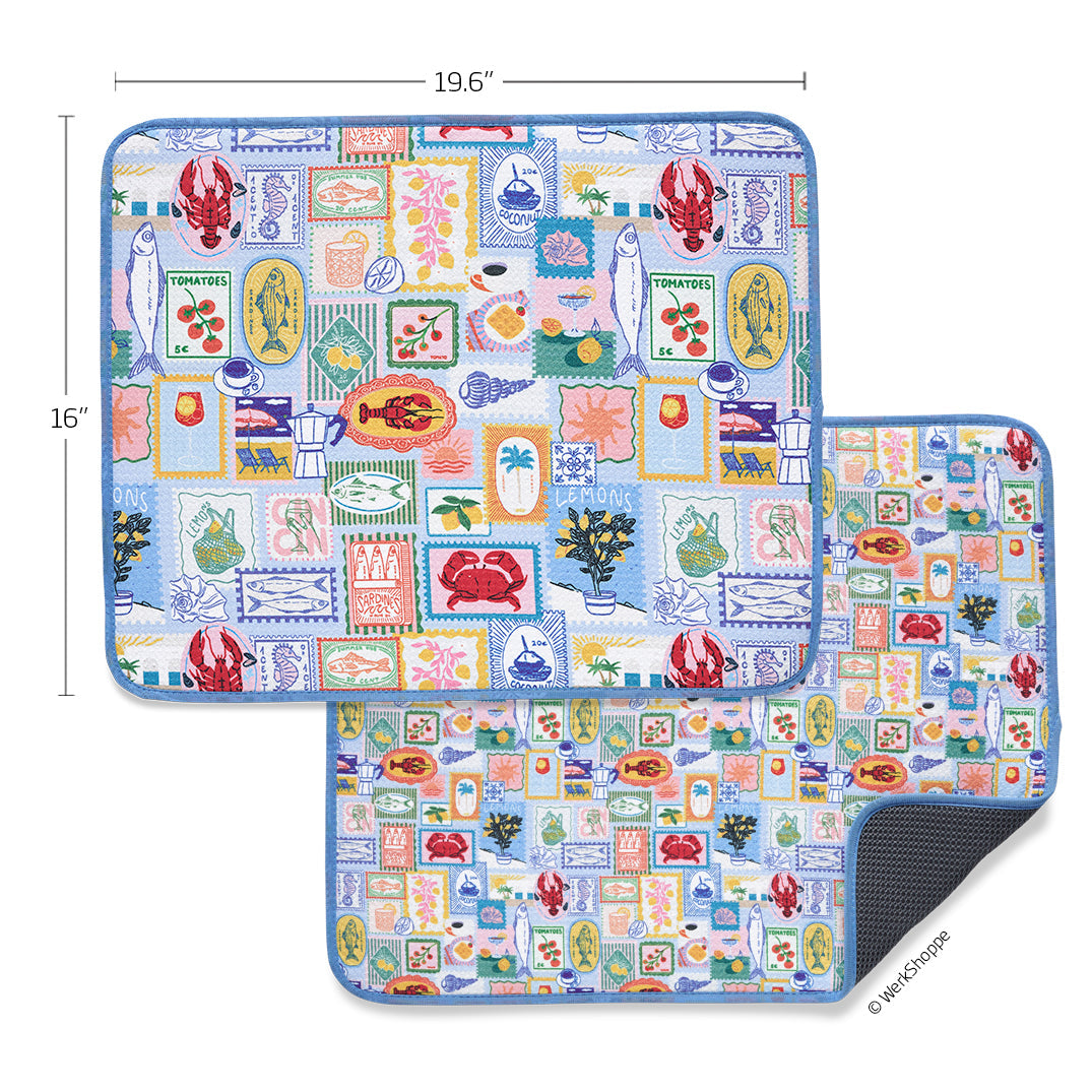 Mediterranean Summer Microfiber Dish Mat