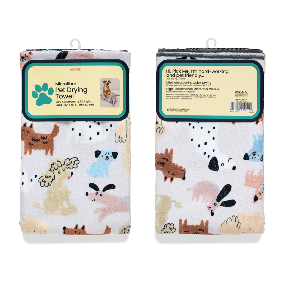 Pooches & Pups Pet Drying Microfiber Towel