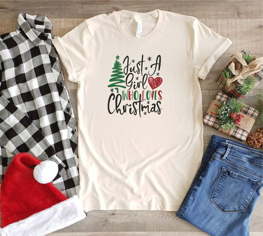 Just A Girl Who Loves Christmas Crew Neck Tee