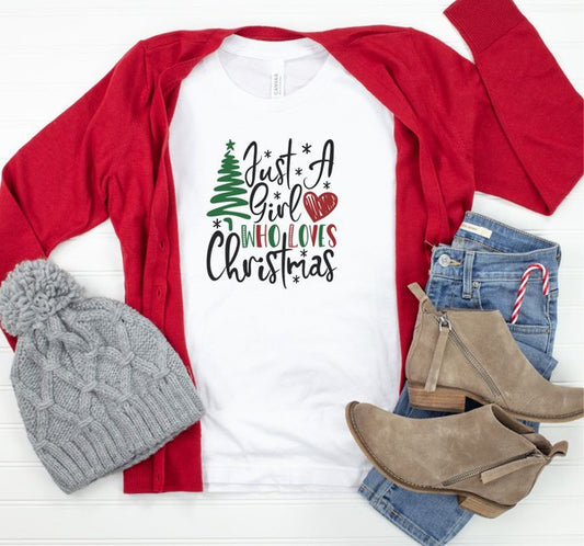 Just A Girl Who Loves Christmas Crew Neck Tee