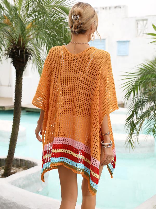 Striped Open Knit Cover-Up