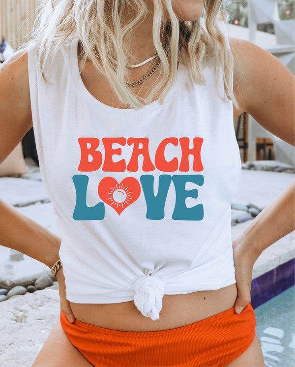 Beach Love Graphic Print Muscle Tank