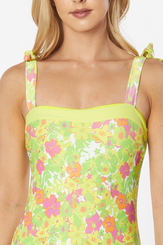 Floral Print One Piece Swimsuit