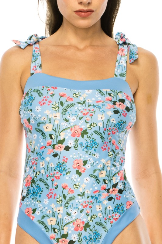 Floral Print One Piece Swimsuit