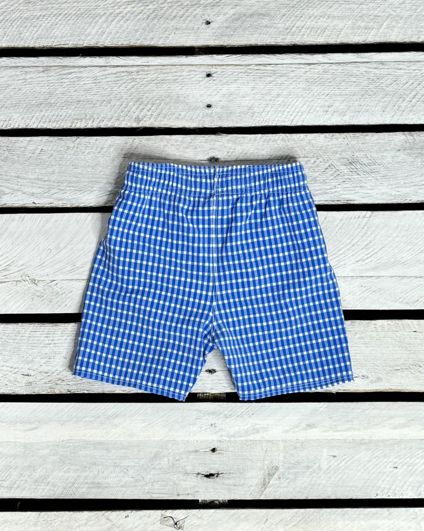 Textured Gingham Boys Swim Trunks