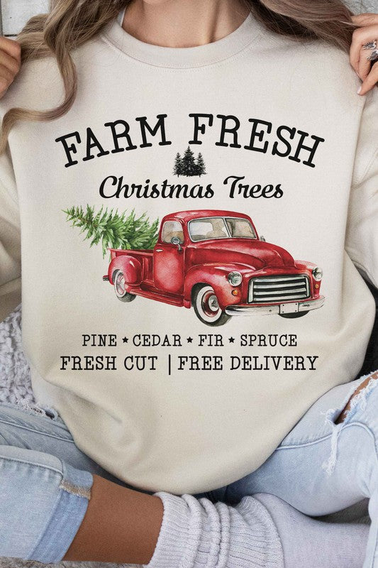 Farm Fresh Christmas Trees Graphic Sweatshirt