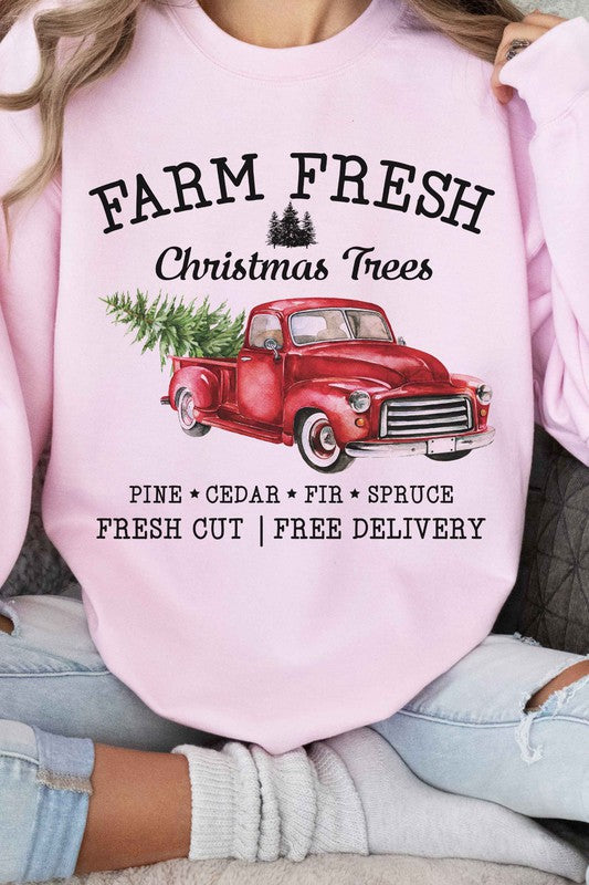Farm Fresh Christmas Trees Graphic Sweatshirt