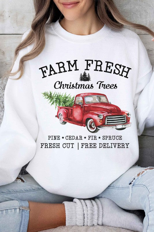 Farm Fresh Christmas Trees Graphic Sweatshirt