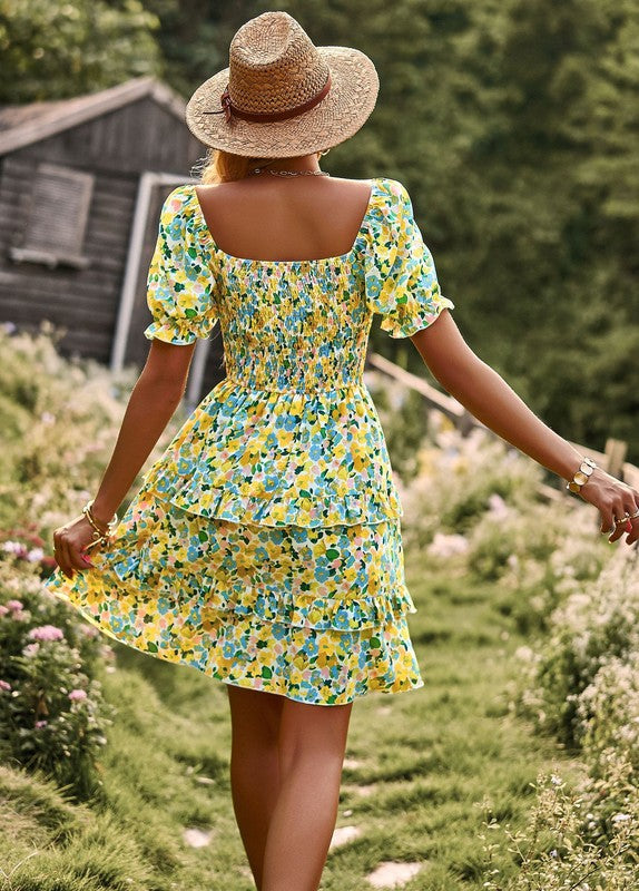 Women's Floral V-Neck Midi Dress