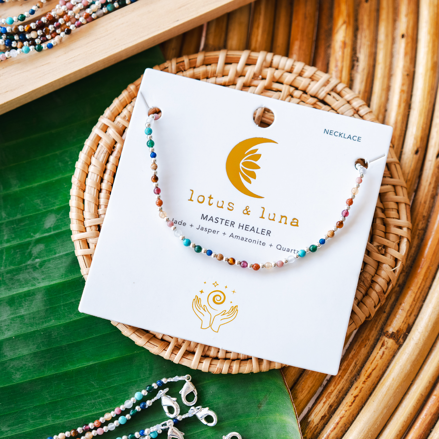 Master Healer 2mm + Dewdrop Necklace Stack