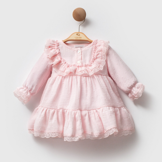 Blush Lace Ruffle Dress