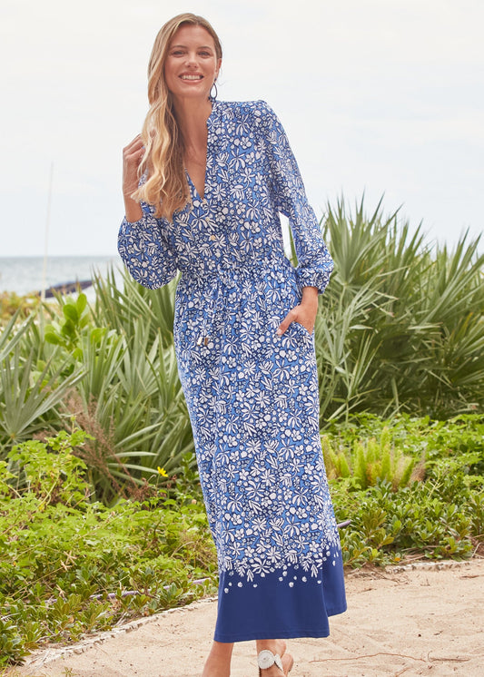 Seaside Floral Button Down Maxi Dress