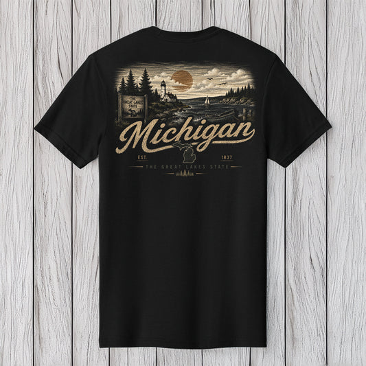 Michigan Great Lakes State Lighthouse T-Shirt