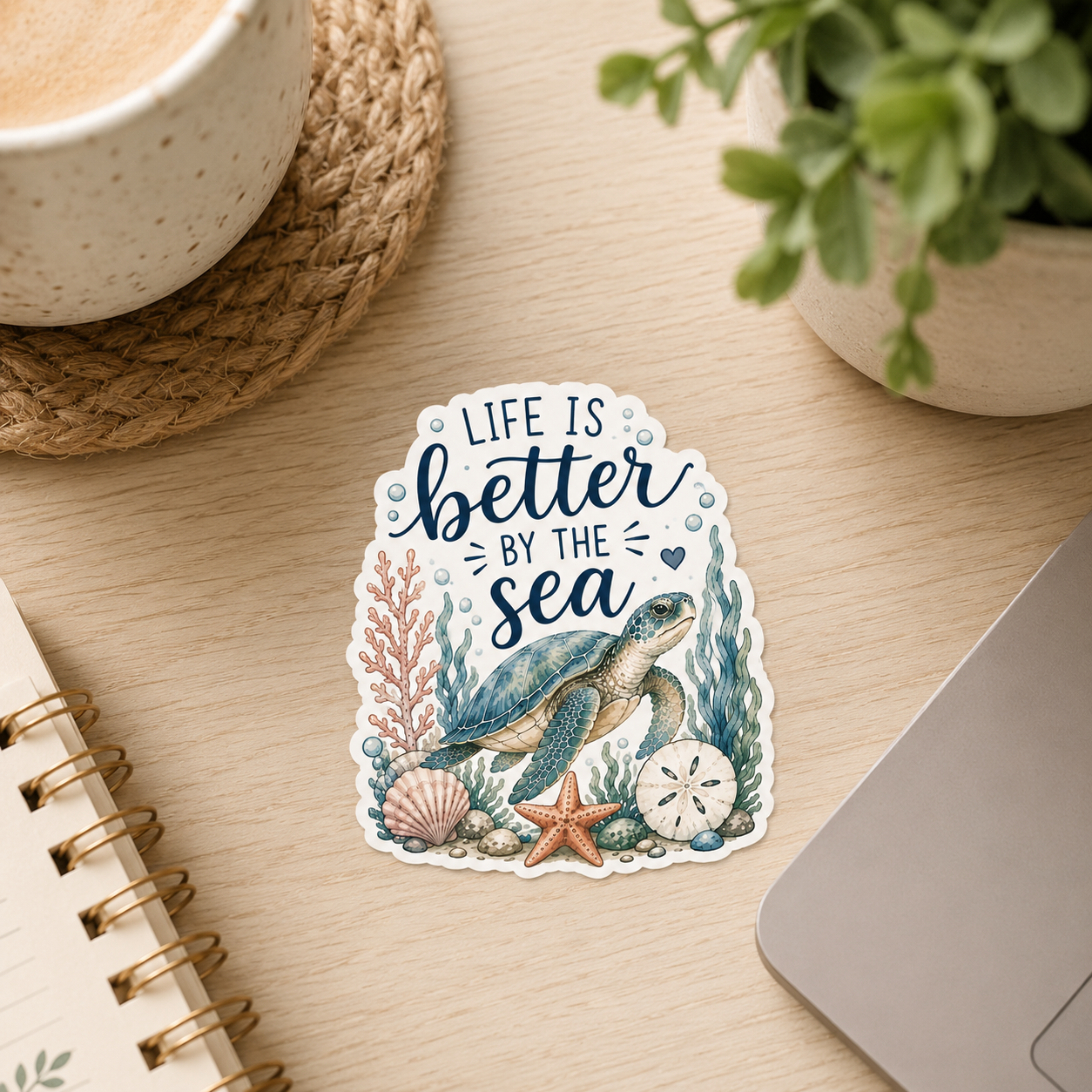 "COMING SOON" Life Is Better by the Sea Sea Turtle Vinyl Sticker