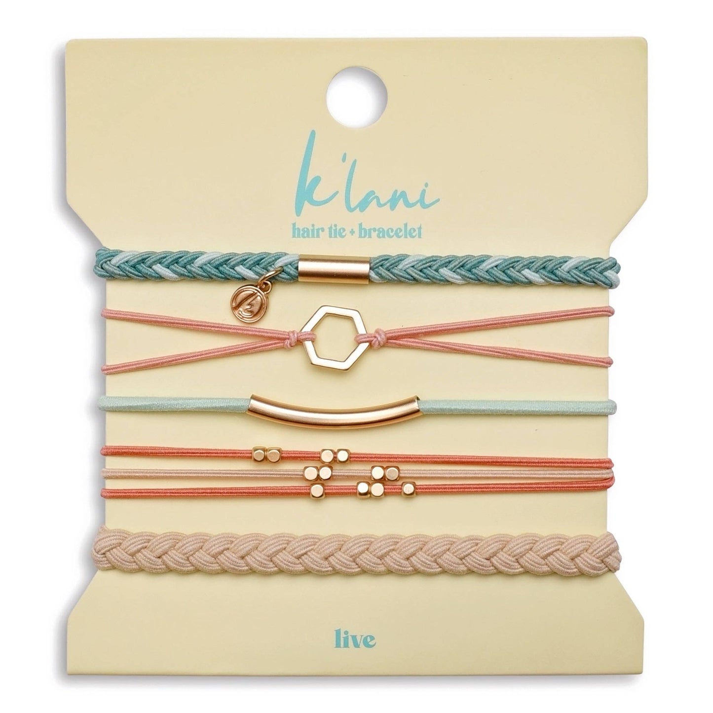 "Live" Hair Tie Bracelet Set