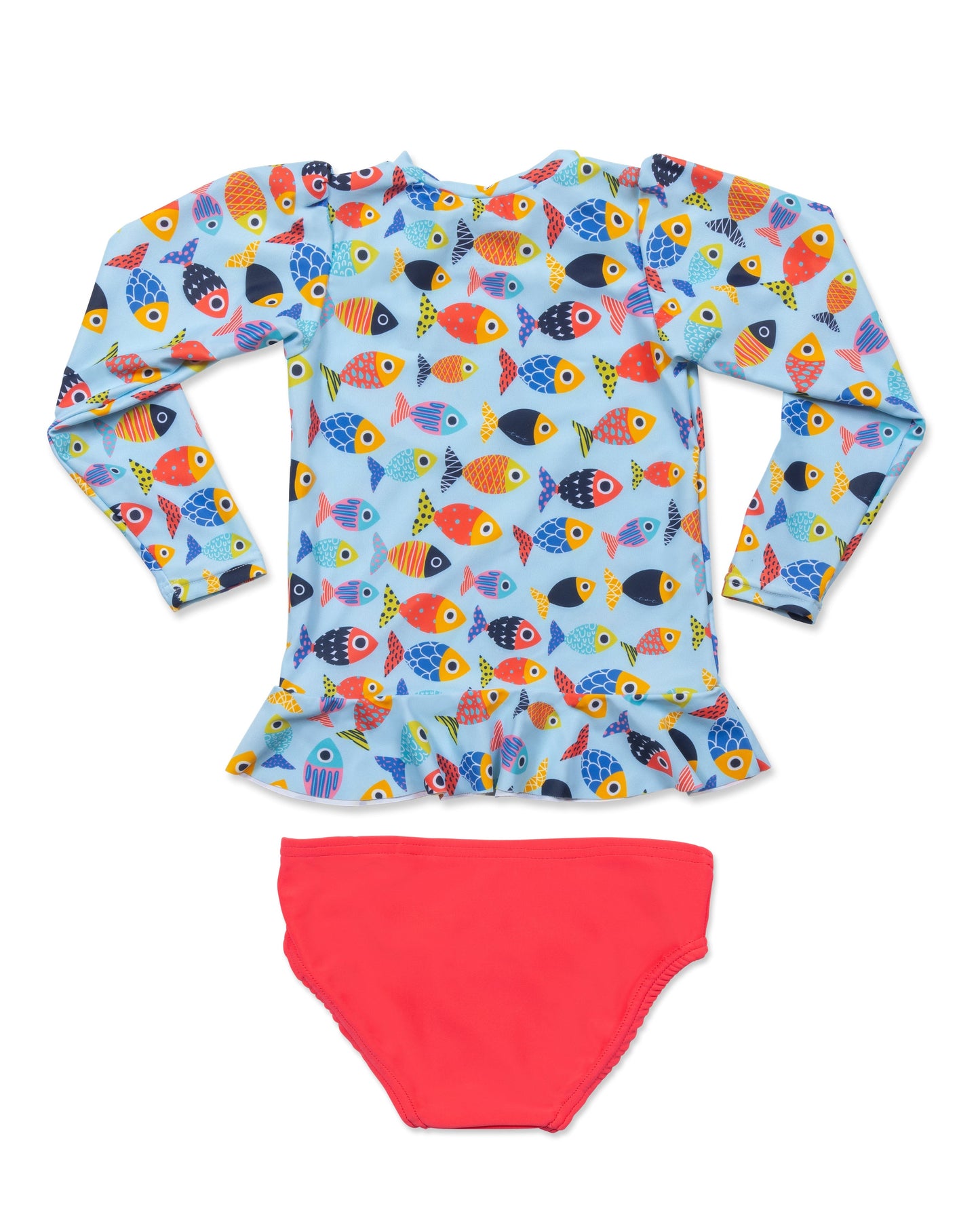 Colorful Fish Long Sleeve Sun Shirt and Swim Bottom Set