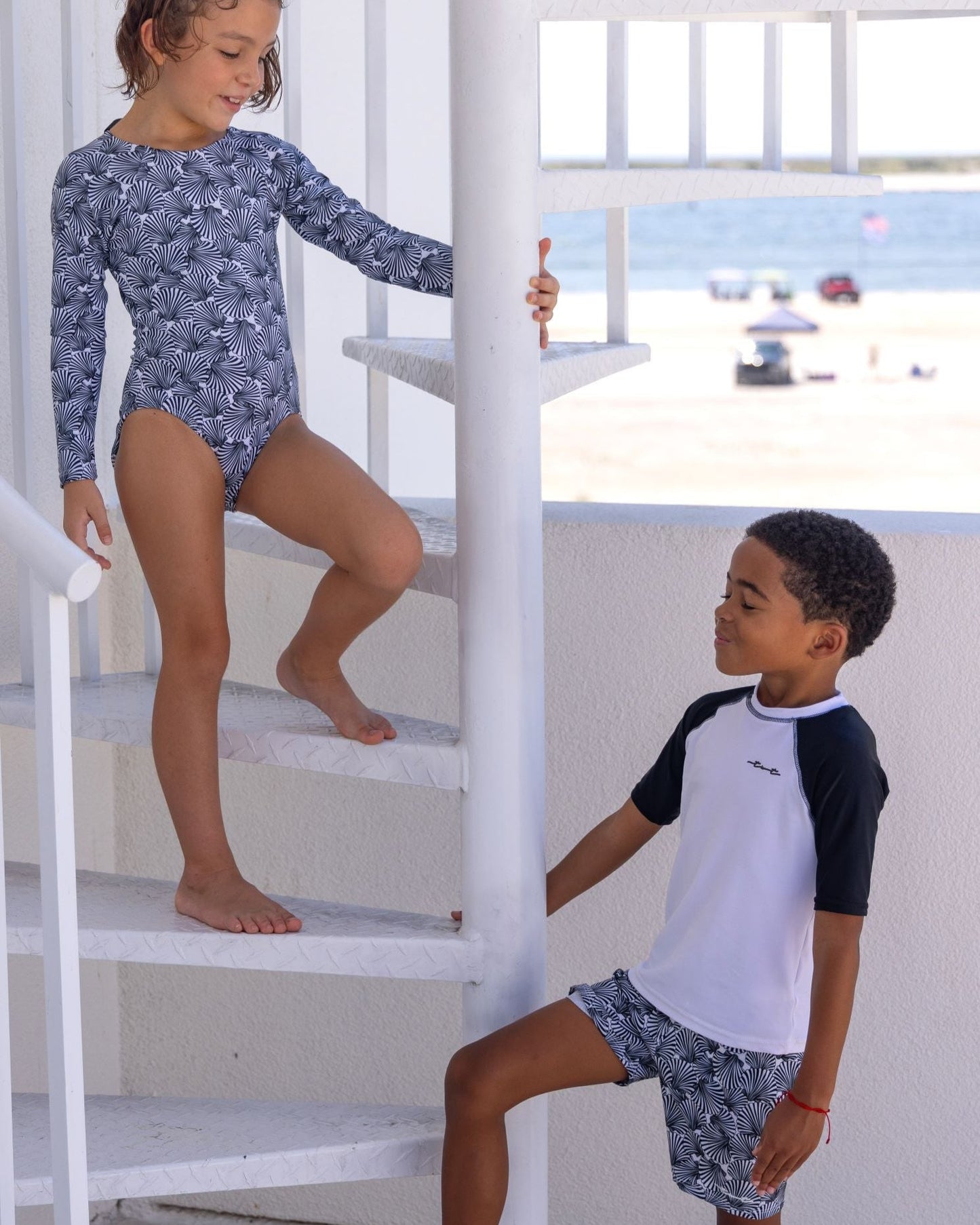 Seashells Girl Long Sleeve One Piece with Bow