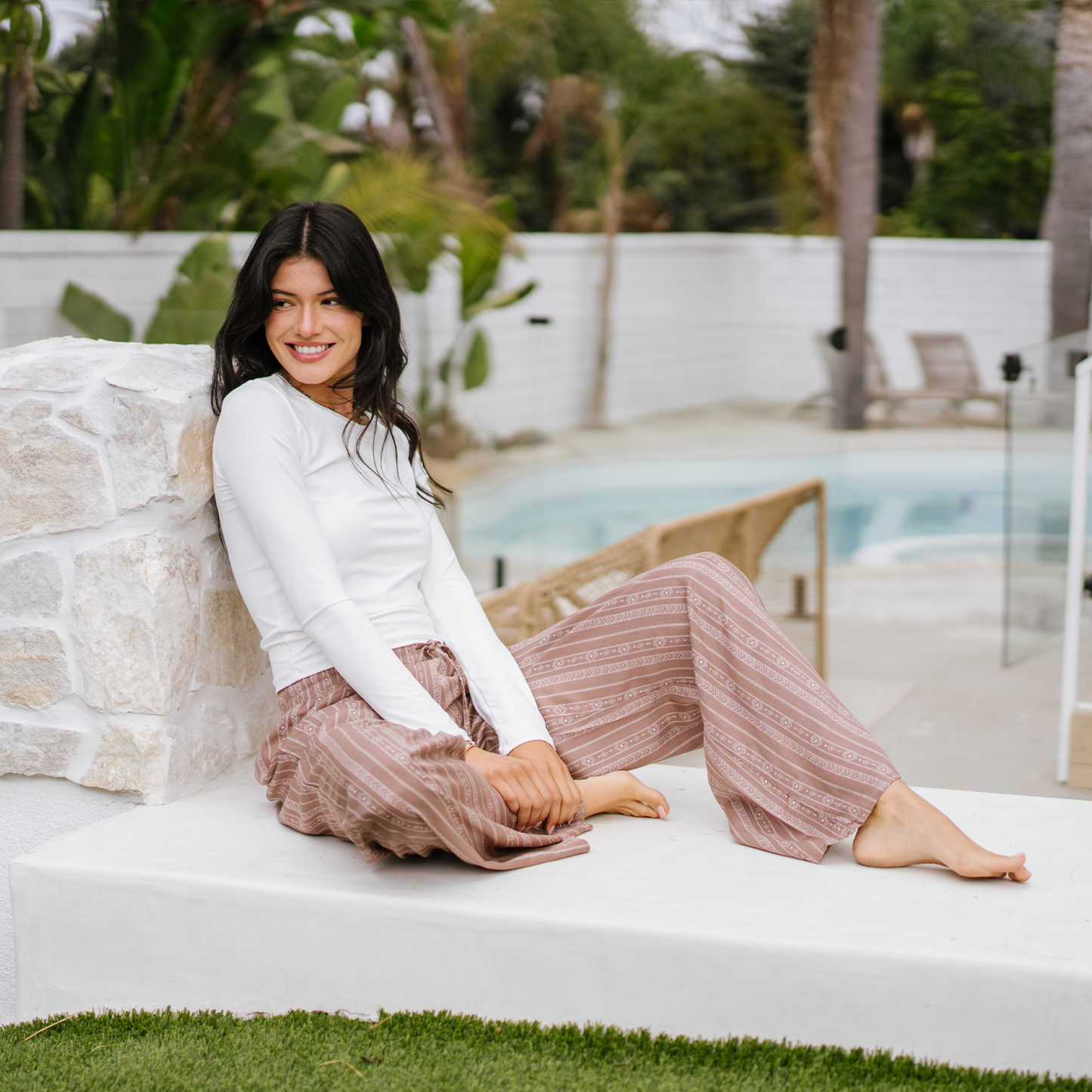 Yao Tribal Print Wide Leg Drawstring Pants