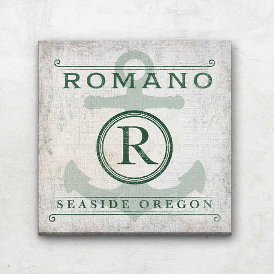 Personalized Family Name & Anchor Monogram Canvas Decor