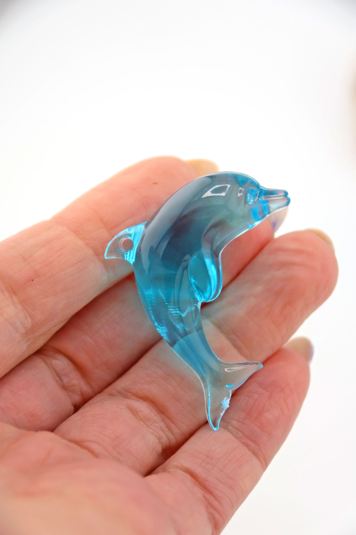 Aqua Blue Dolphin Resin Pendant, 45mm, 1 Charm