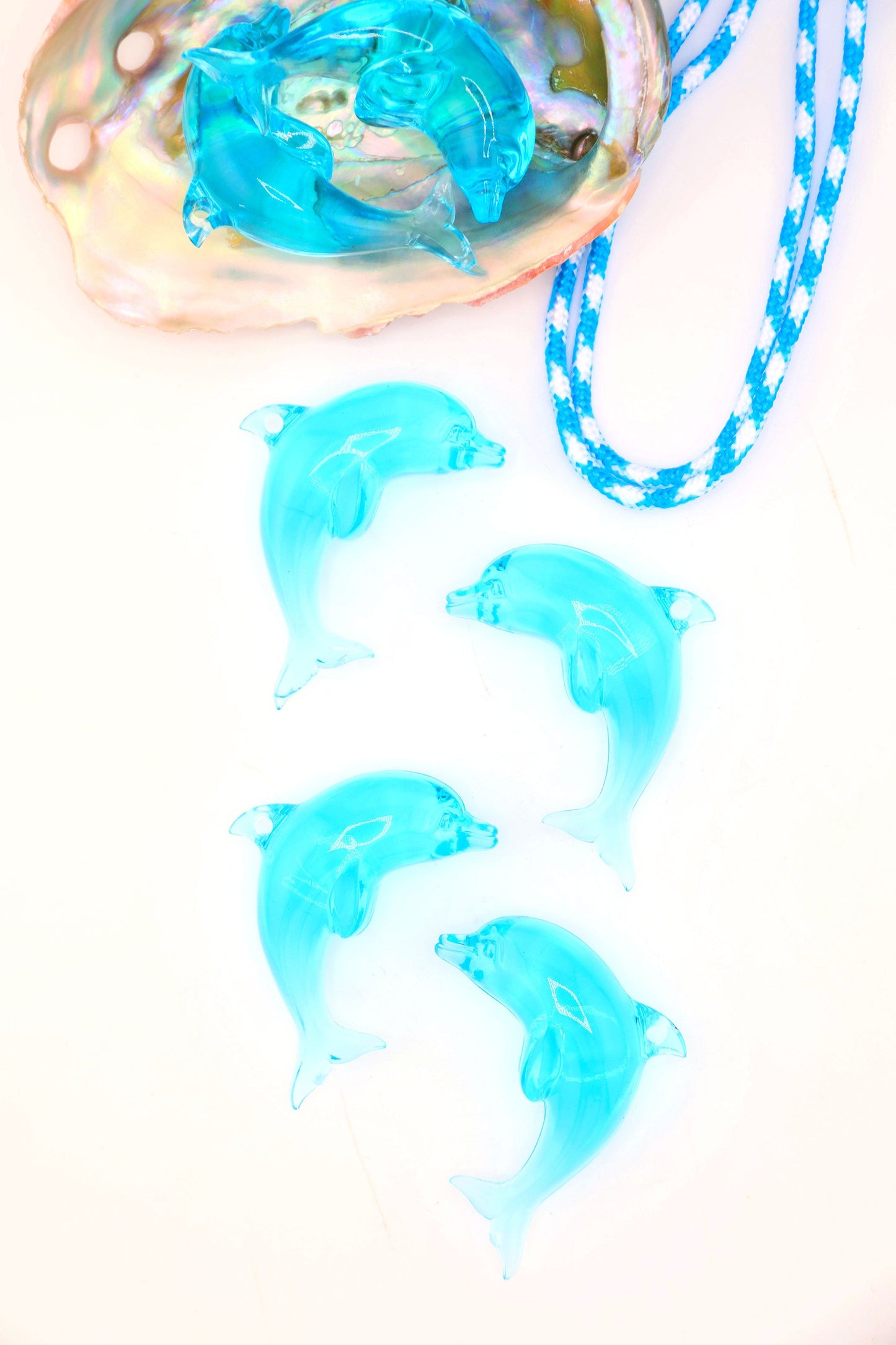 Aqua Blue Dolphin Resin Pendant, 45mm, 1 Charm