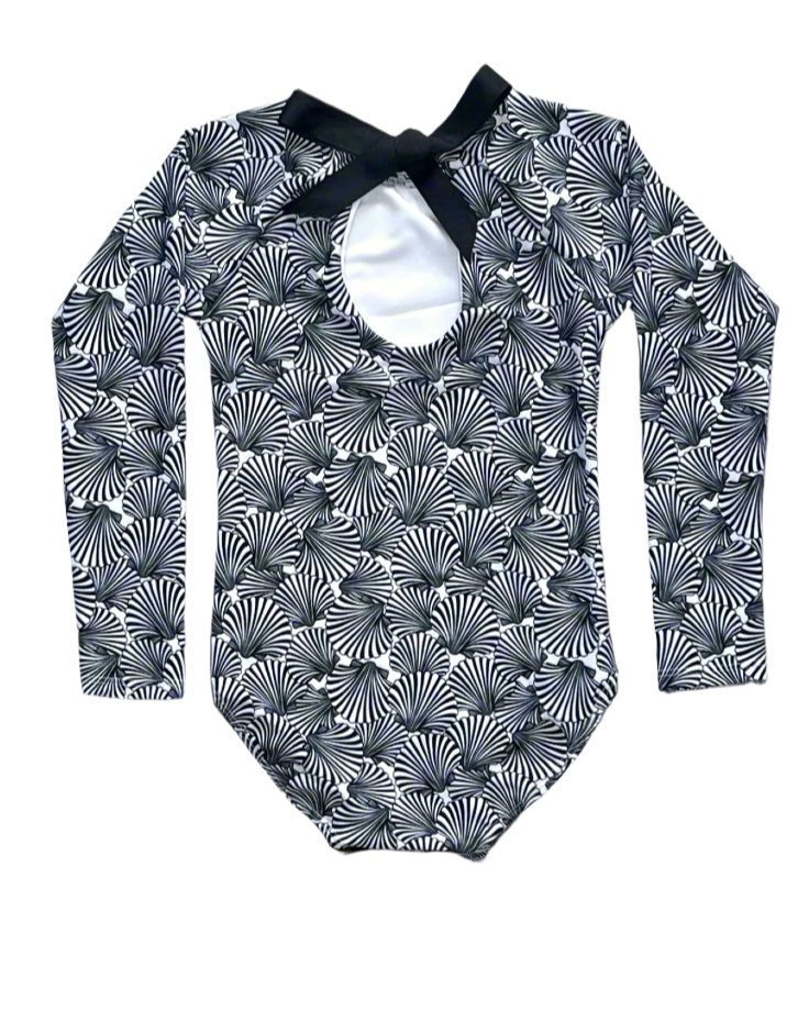 Seashells Girl Long Sleeve One Piece with Bow