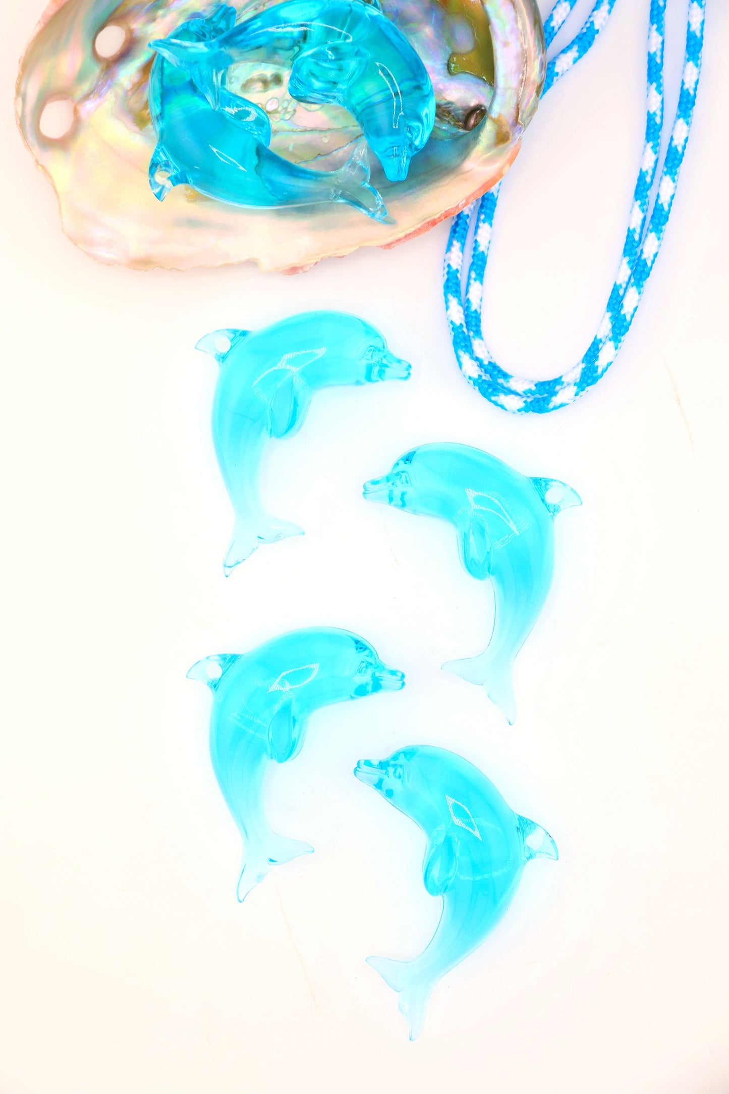 Aqua Blue Dolphin Resin Pendant, 45mm, 1 Charm