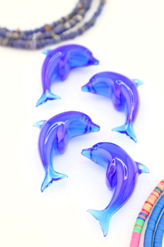 Cobalt Blue Dolphin Resin Pendant, 45mm, 1 Charm
