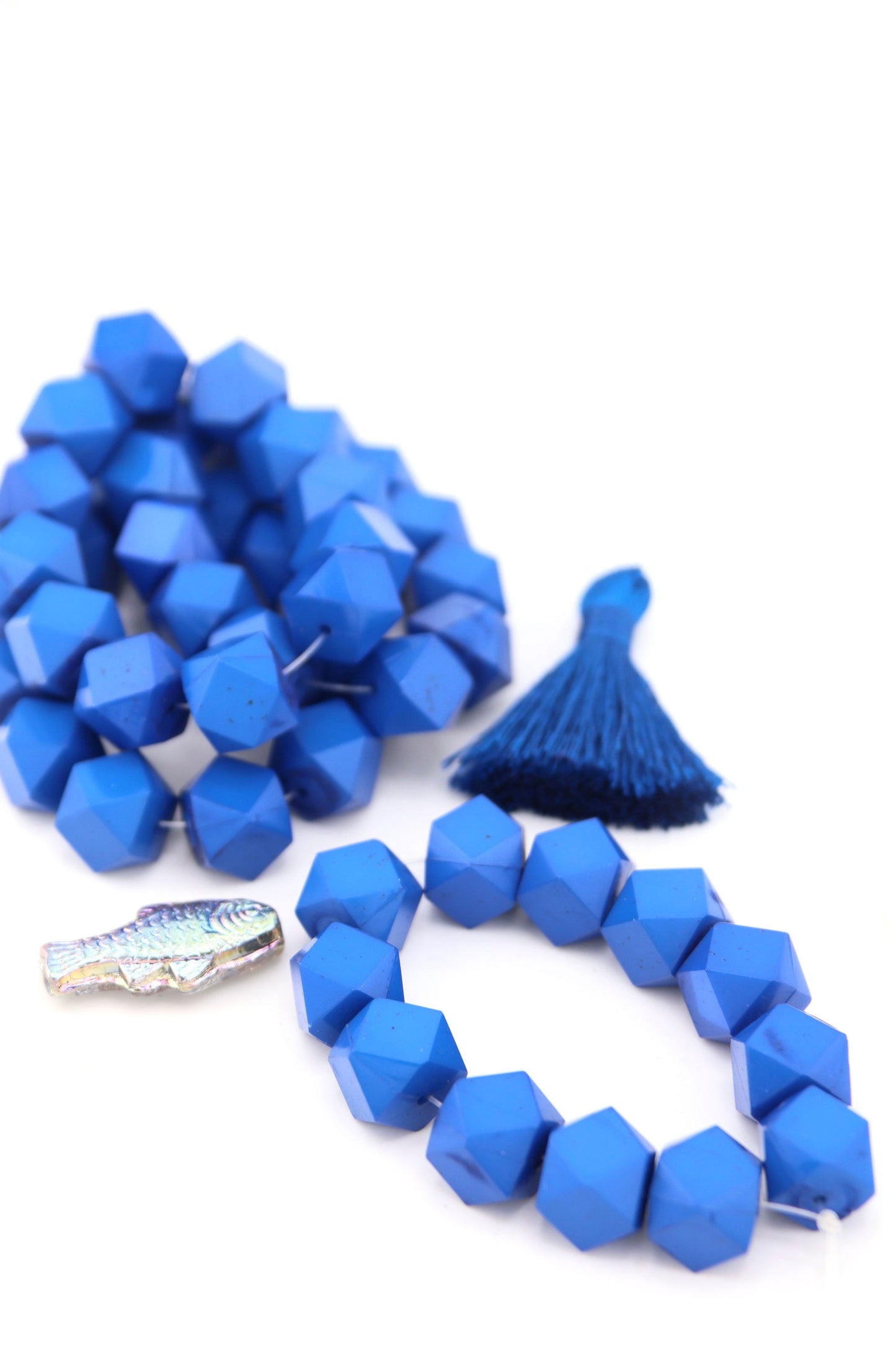 Classic Blue 12 Sided Faceted Cube Beads, German Resin, 10mm, 12 Beads