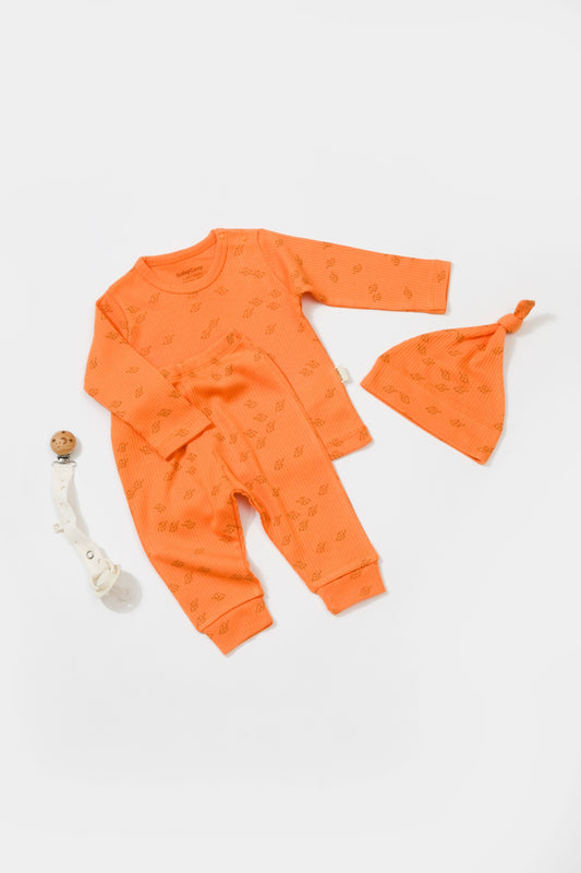 Three Piece Orange Elephant Set