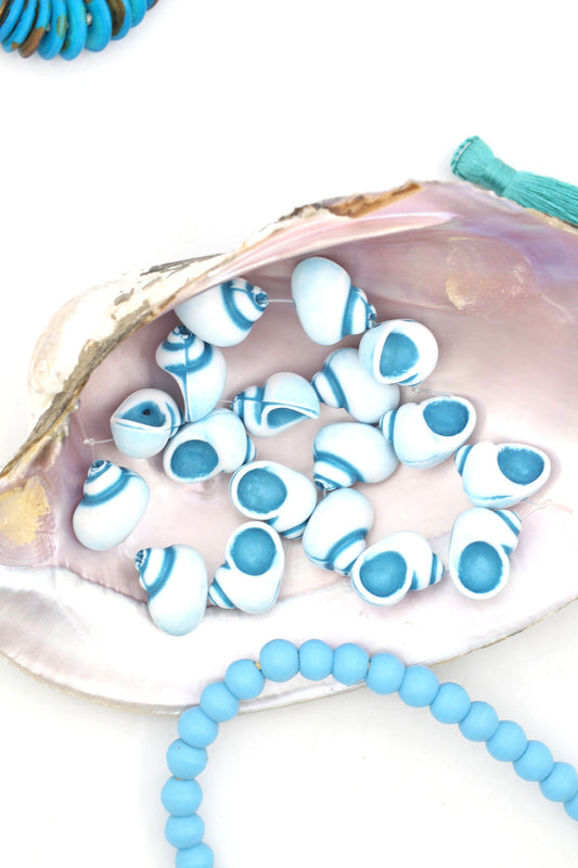 Cerulean Seashells German Resin Beads, 18mm, 6 Charms