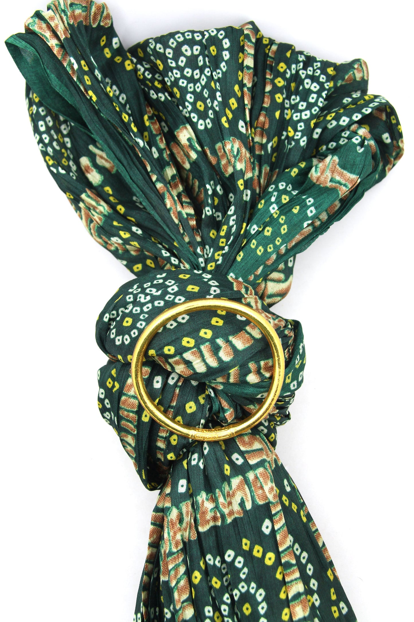 Traveler Gift Set: Multicolor Scarf, Gold Thai Buddhist Bangle
