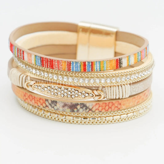 ELLE DORADO - Leather Accent Bracelet